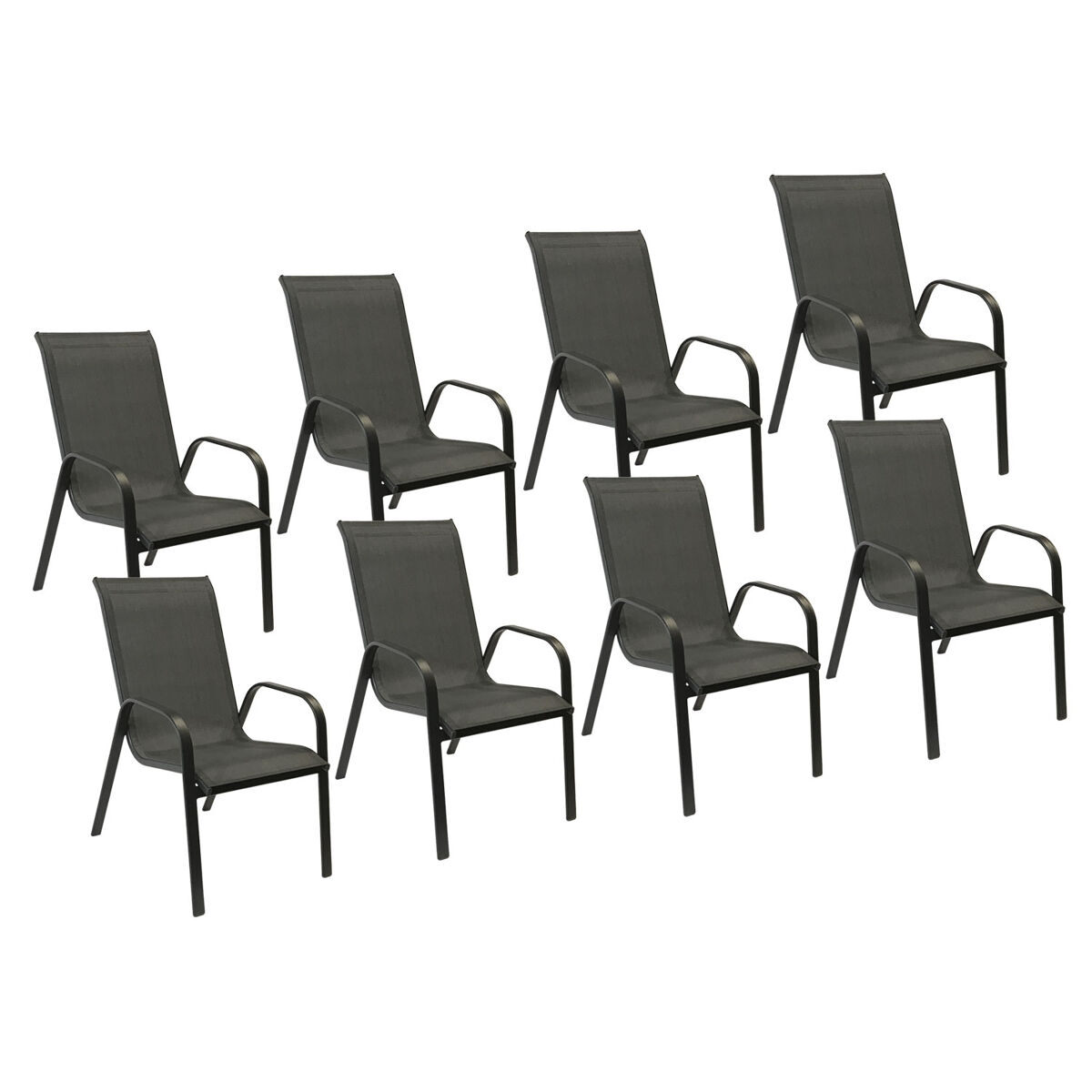 Conjunto de 8 cadeiras marbella - alumínio gris antracite