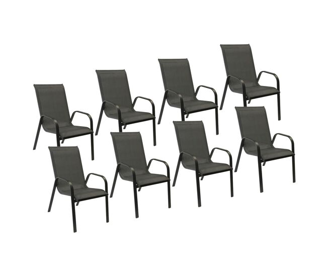 Conjunto de 8 cadeiras marbella - alumínio gris antracite