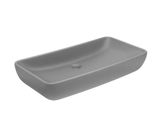 Vidaxl lavatório luxuoso retangular 71x38 cm cerâmica cinza-claro mate