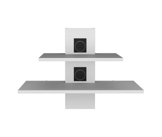 Estante para televisão burgos em melamina com duas prateleiras , 43.7 cm x 60.1 cm x 30 cm , branco