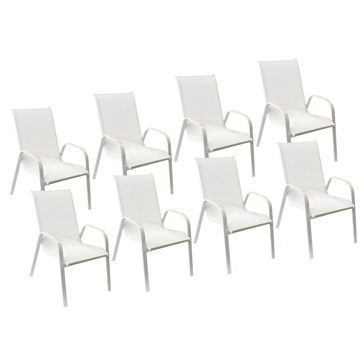 Conjunto de 8 cadeiras marbella textilene blanc - alumínio blanc