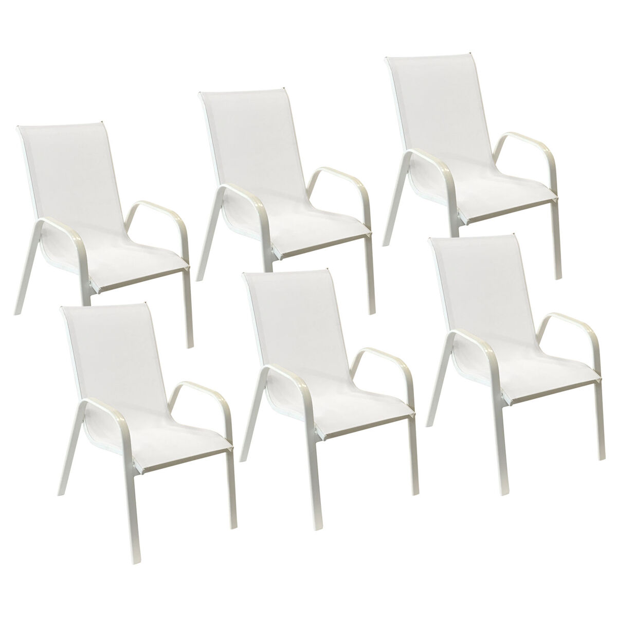 Conjunto de 6 cadeiras marbella em textilene blanc - alumínio blanc