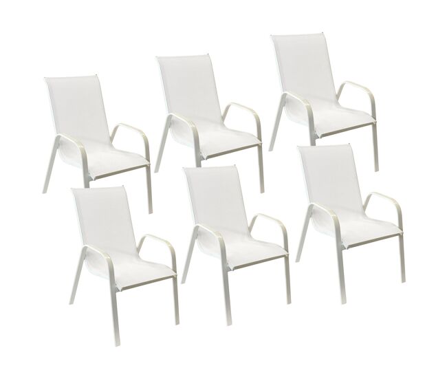 Conjunto de 6 cadeiras marbella em textilene blanc - alumínio blanc