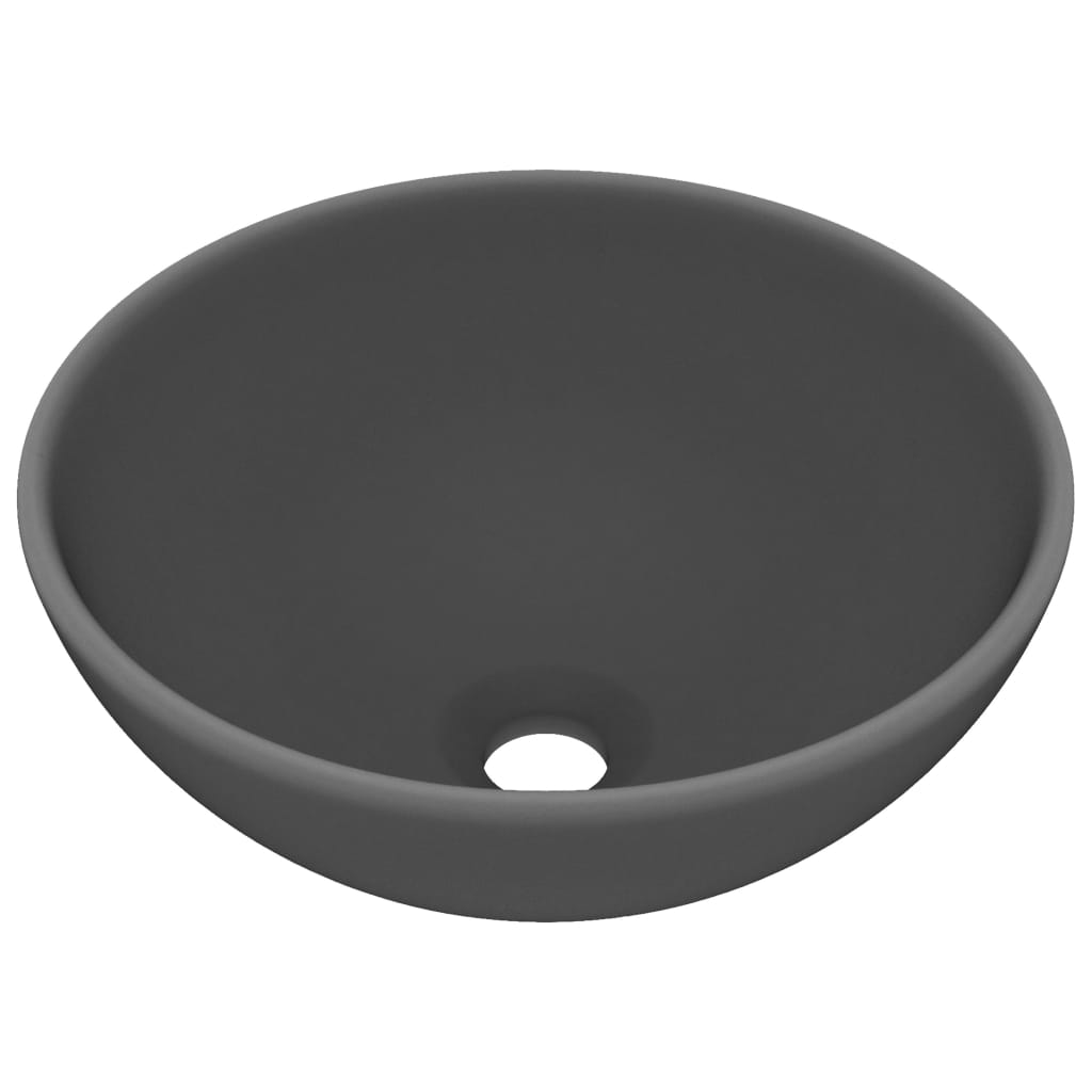 Vidaxl lavatório wc luxuoso redondo 32,5x14cm cerâmica cinzento mate