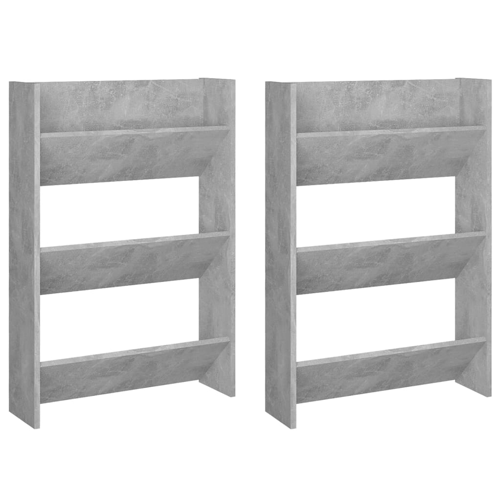 Vidaxl sapateiras de parede 2 pcs 60x18x90 cm contrapl. cinza cimento