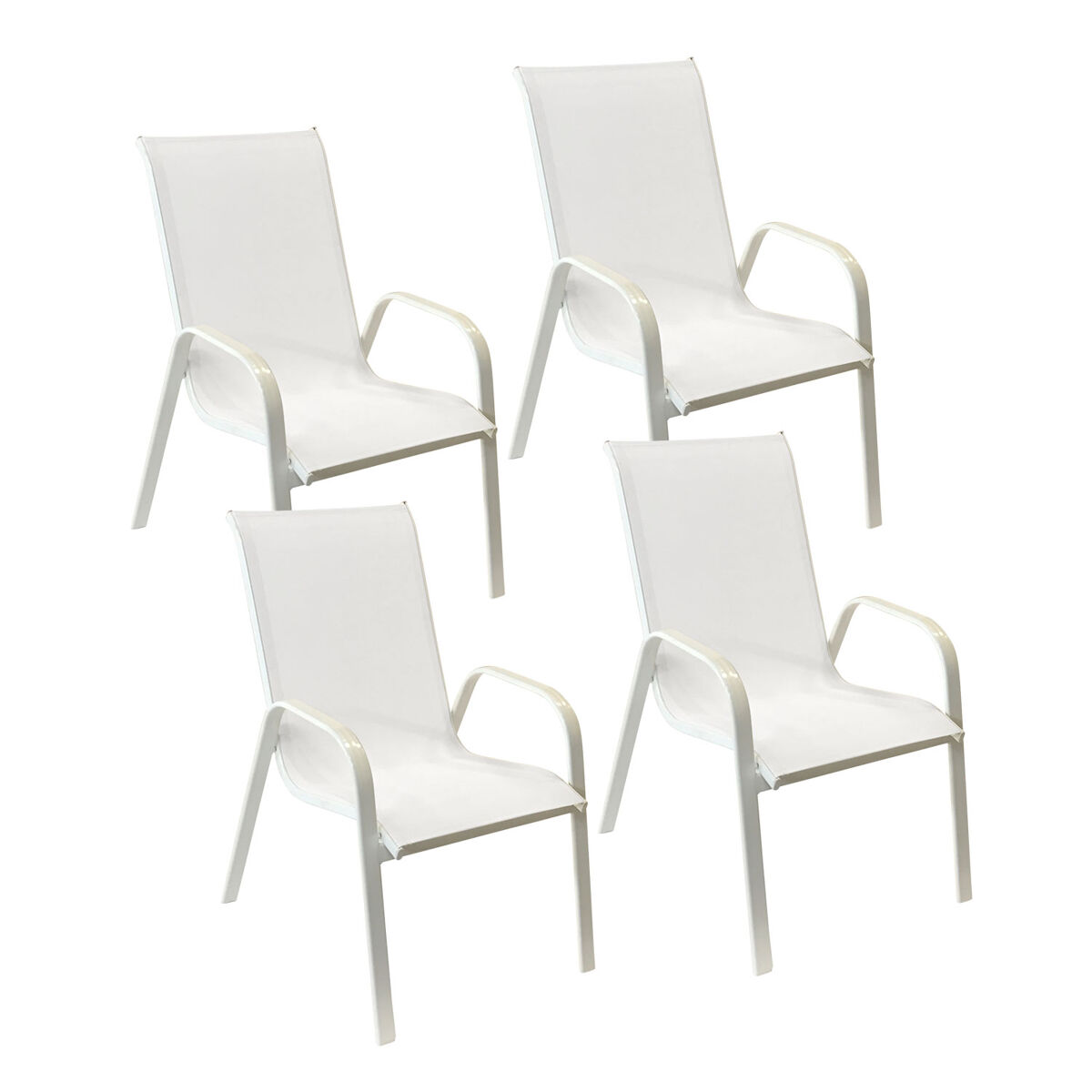 Conjunto de 4 cadeiras marbella em textilene blanc - alumínio blanc