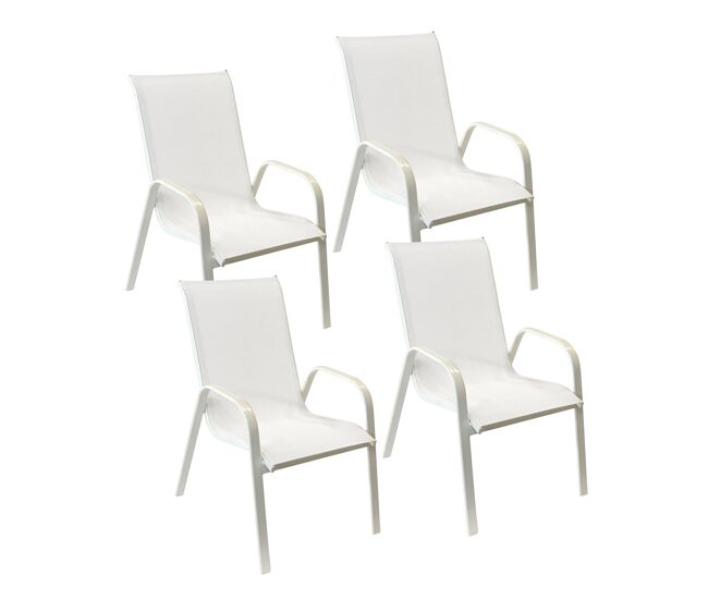 Conjunto de 4 cadeiras marbella em textilene blanc - alumínio blanc