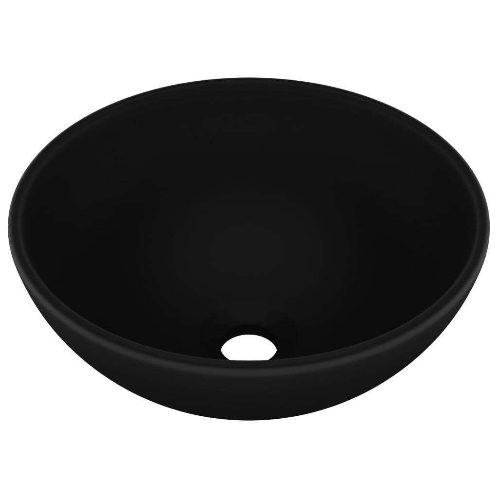 Vidaxl lavatório wc luxuoso redondo 32,5x14cm cerâmica preto mate