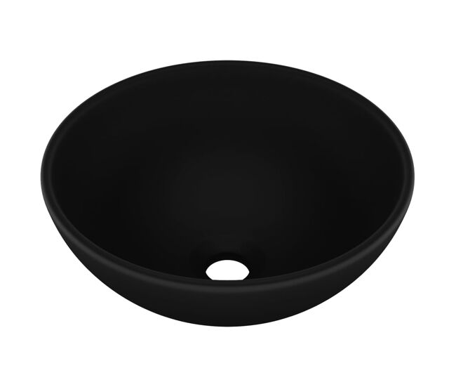 Vidaxl lavatório wc luxuoso redondo 32,5x14cm cerâmica preto mate
