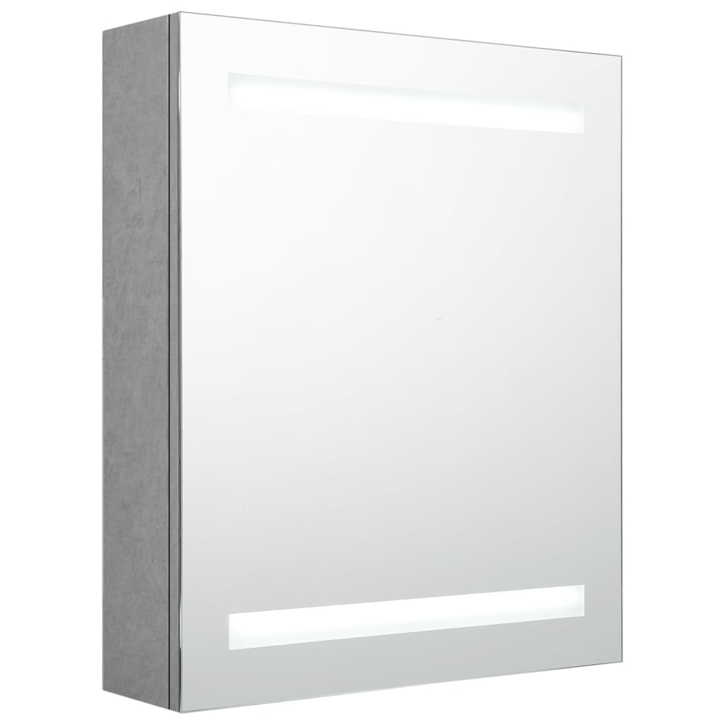 Vidaxl armário espelhado casa de banho led 50x14x60cm cinzento cimento