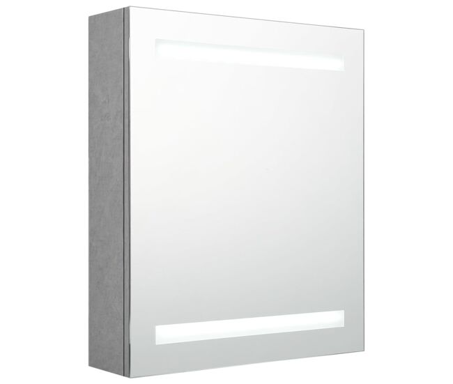 Vidaxl armário espelhado casa de banho led 50x14x60cm cinzento cimento