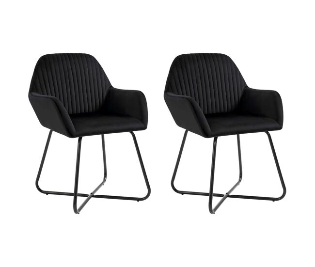 Vidaxl cadeiras de jantar 2 pcs veludo preto