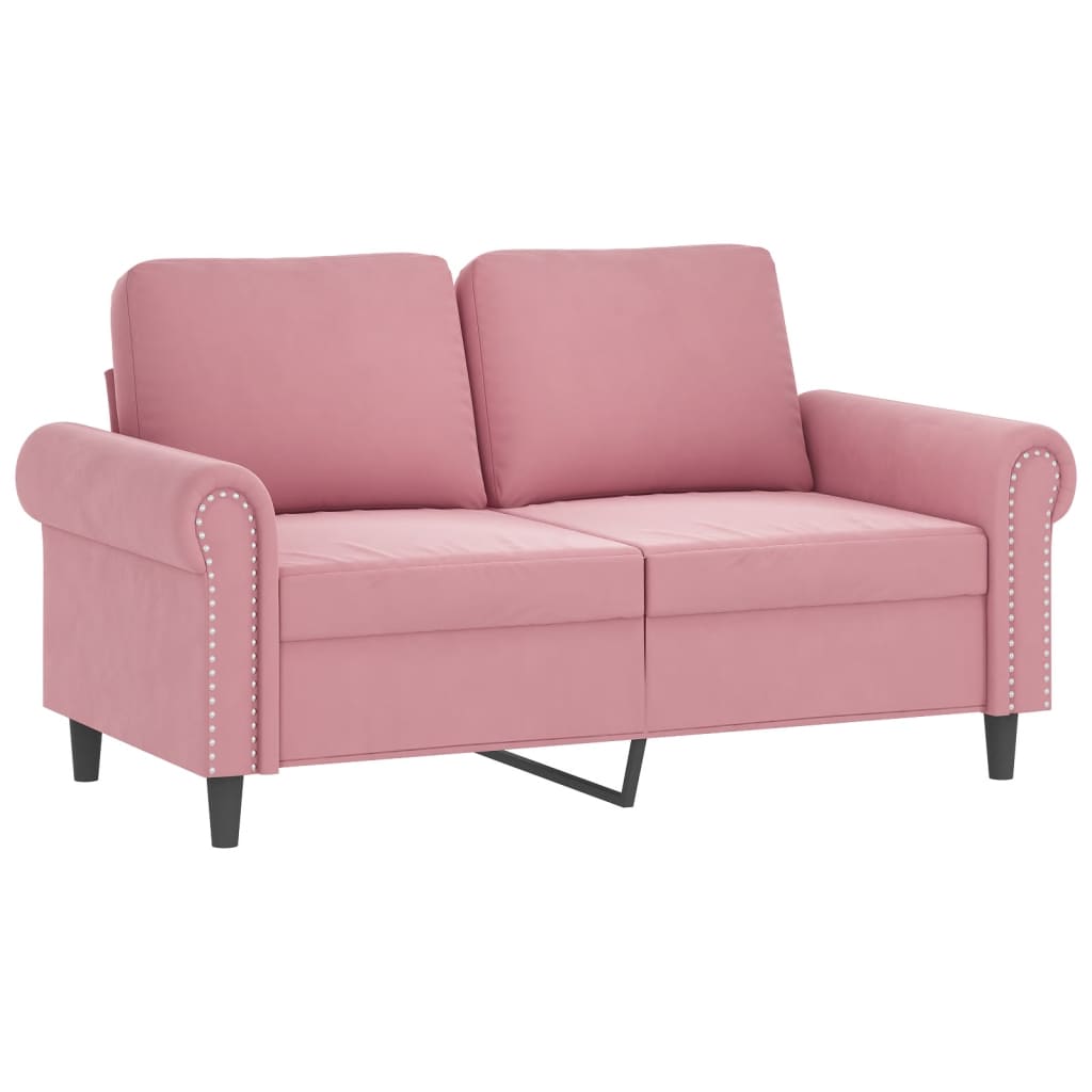 Vidaxl sofá de 2 lugares veludo 120 cm rosa