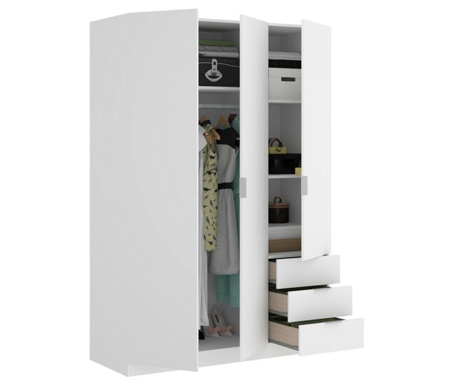 Armário de 3 portas com efeito madeira