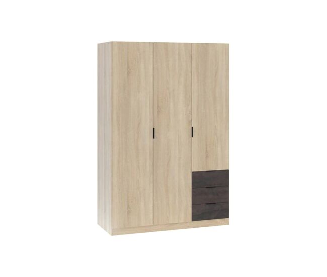 Armário de 3 portas com efeito madeira