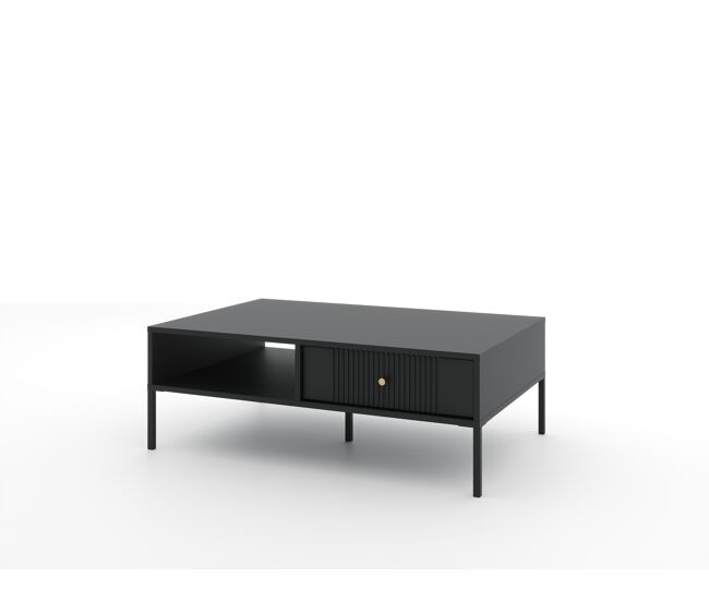 A mesa de centro iseo apresenta num estilo moderno. mede 40x104x68 cm e inclui 1 prateleira e 2 gavetas.
