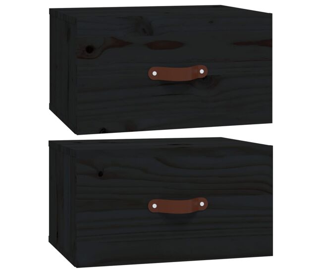 Vidaxl mesas de cabeceira montagem na parede 2 pcs 40x29,5x22cm preto