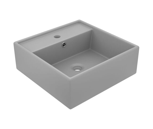 Vidaxl lavatório luxuoso quadrado 41x41 cm cerâmica cinza-claro mate