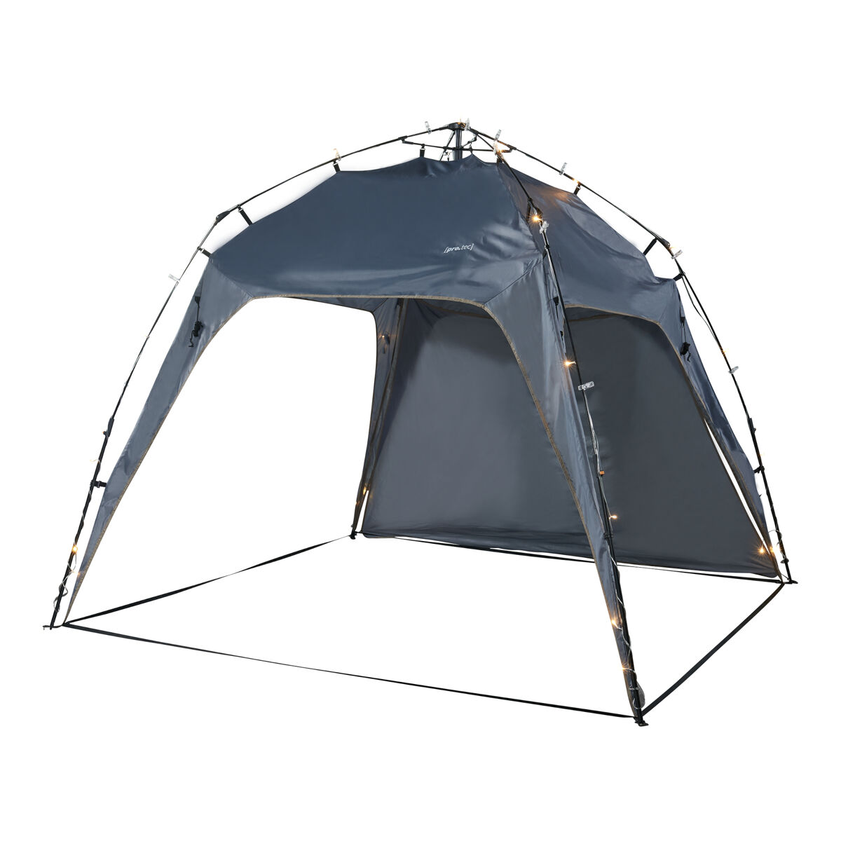 Barendrecht gazebo de jardim led com módulo solar 250x250x190 cm - cinzento [pro.tec]