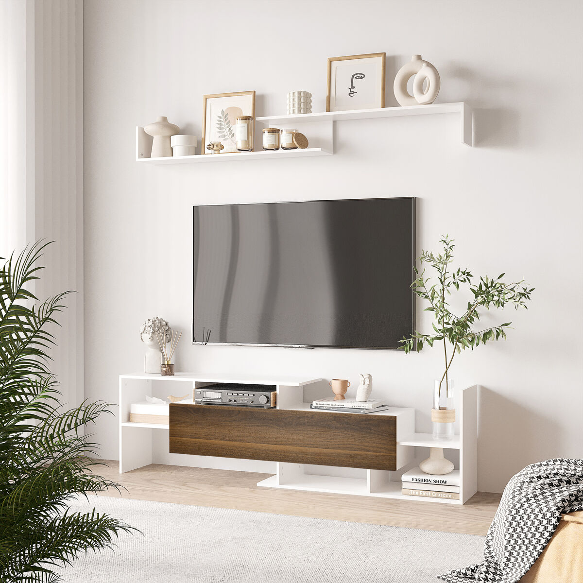 HOMCOM Móvel de TV Moderno Móvel de Sala de Estar para Televisores 153 ...