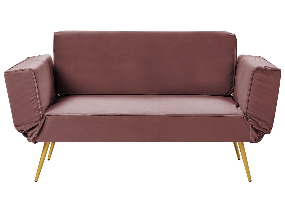 Beliani Sofá cama Terciopelo SAARELA Rosa