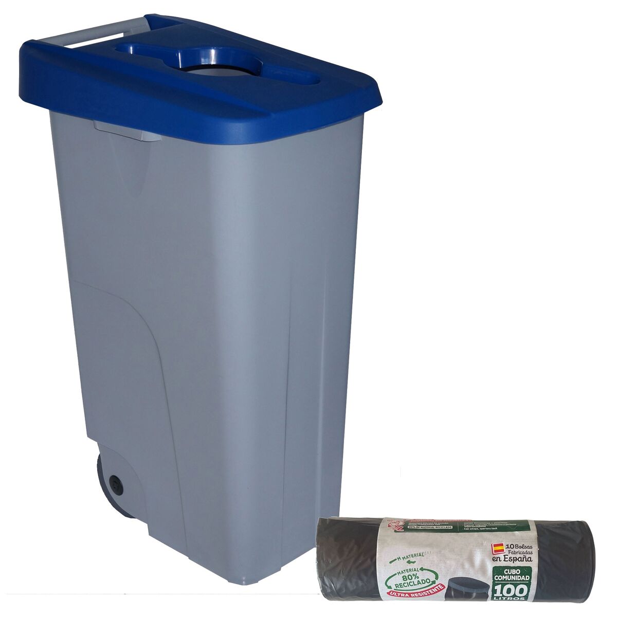Well home recipiente aberto 85l azul alt.76cm+10 sacos de lixo de 100l