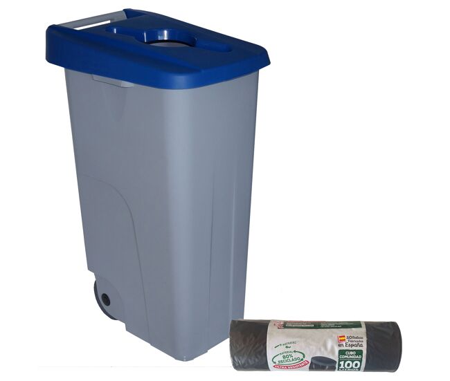 Well home recipiente aberto 85l azul alt.76cm+10 sacos de lixo de 100l