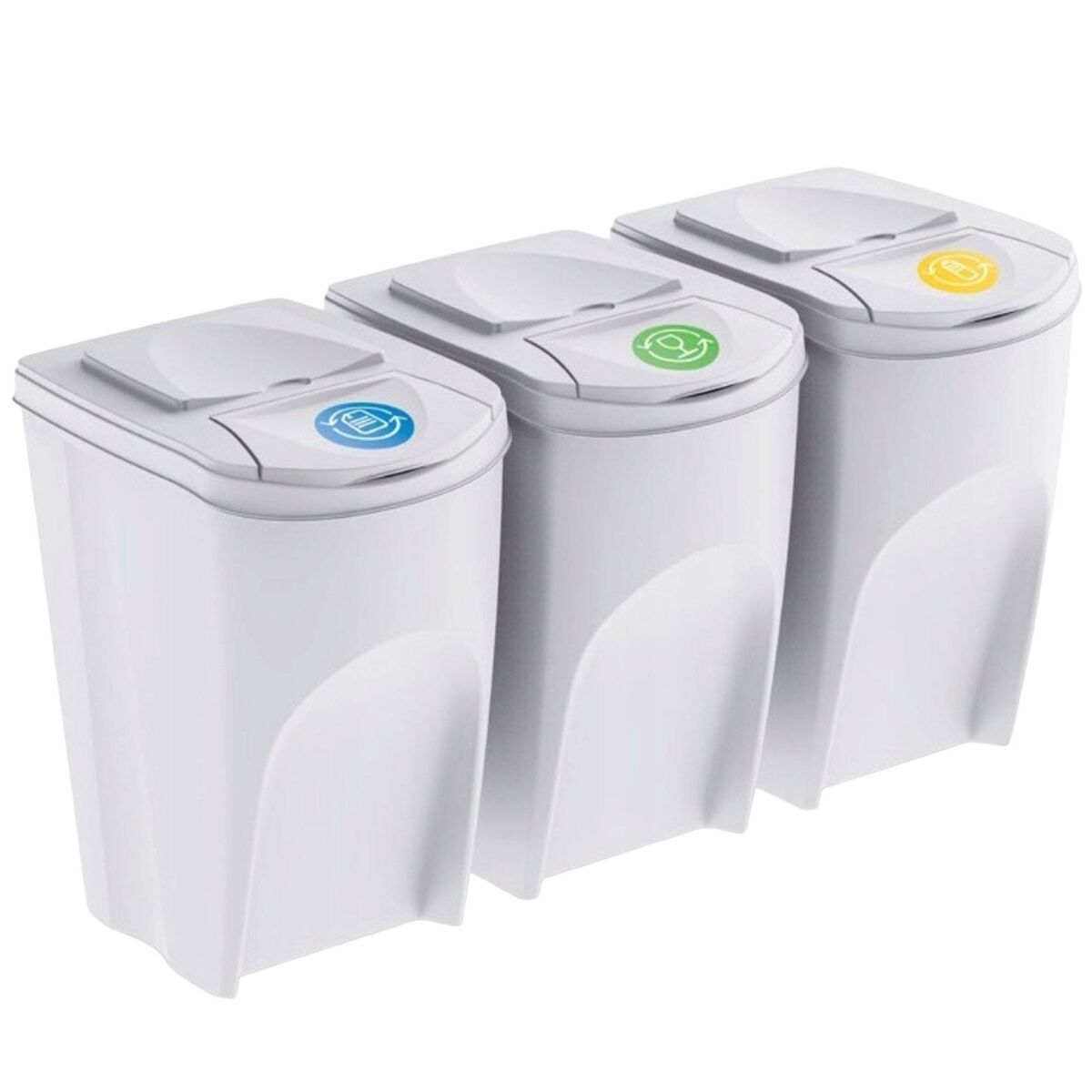 Well home conjunto de 3 lixeiras-lixeira, branco sujo, 3x35l