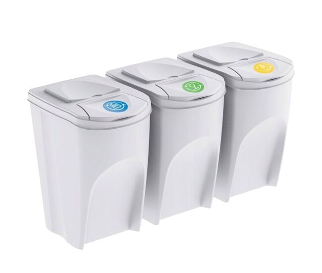 Well home conjunto de 3 lixeiras-lixeira, branco sujo, 3x35l