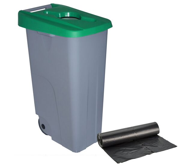 Well home recipiente aberto 110l verde alt.88cm+10 sacos de lixo 120l