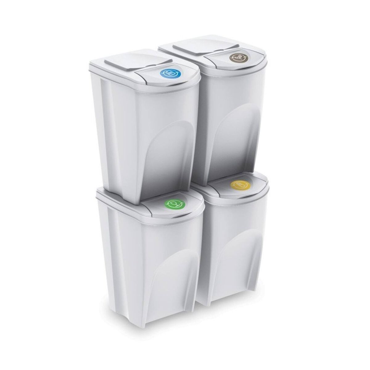 Well home conjunto de 4 lixeiras-lixeira, branco sujo, 4x35l