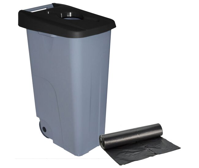 Well home recipiente aberto 110l preto alt.88cm+10 sacos de lixo 120l