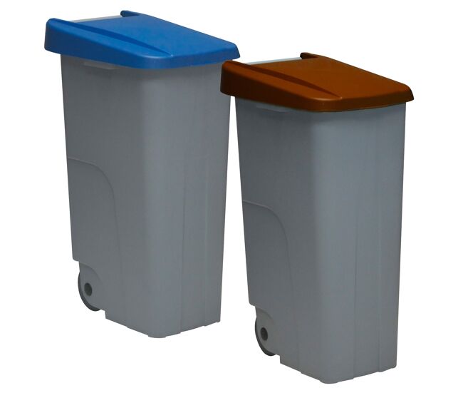 Well home conjunto de 2 recipientes fechados de 110l azul+castanho alt.88cm