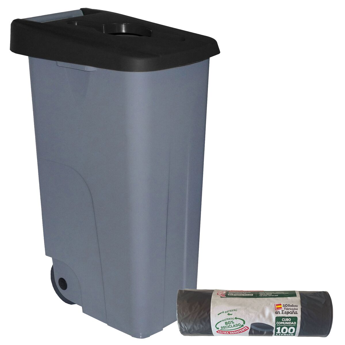 Well home recipiente aberto 85l preto alt.76cm+10 sacos de lixo 100l