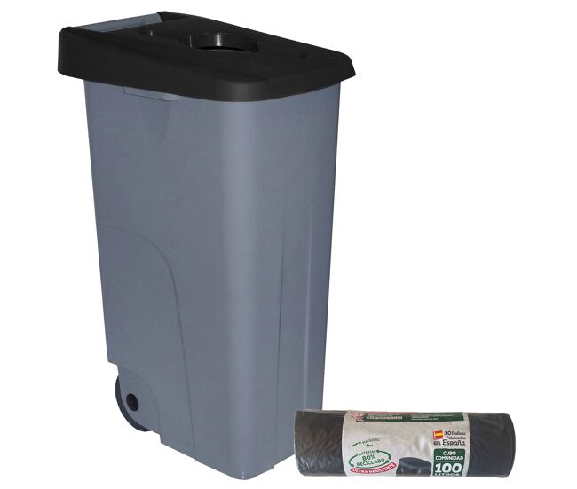 Well home recipiente aberto 85l preto alt.76cm+10 sacos de lixo 100l