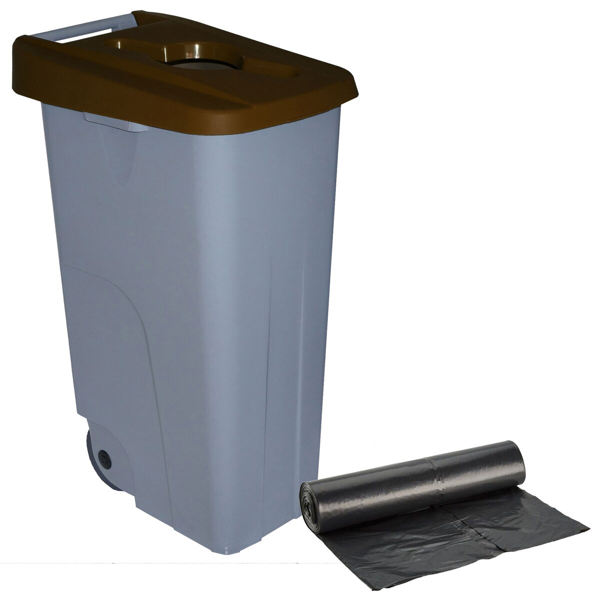 Well home recipiente aberto 110l marrom alt.88cm+10 sacos de lixo 120l