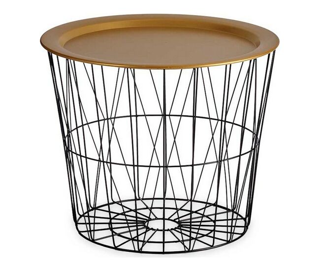 Mesa de apoio preto dourado metal 52 x 40 x 52 cm
