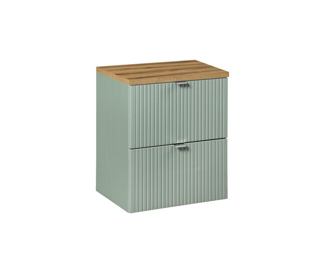 Móvel lavatório 50cm 2 gavetas tampo lavatório verde jade e madeira