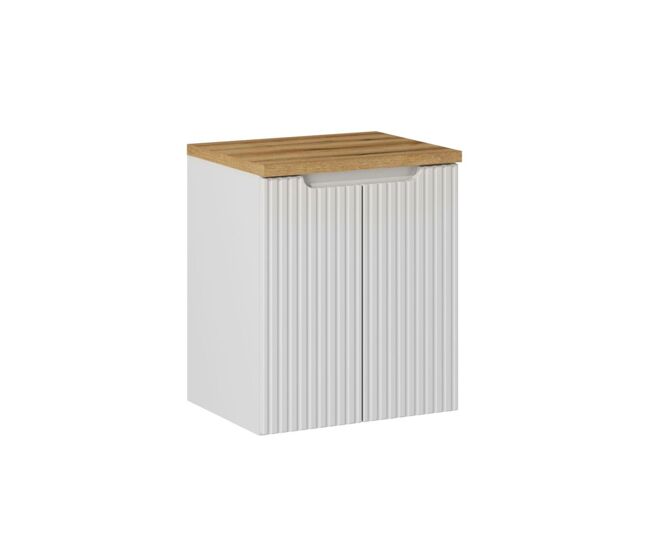Móvel de lavatório 50cm 2 portas plano de lavatório riva branco e madeira