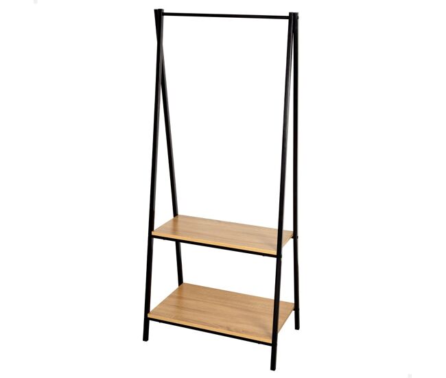 Max home roupa burro madeira e aço 2 prateleiras 64x40x150 cm