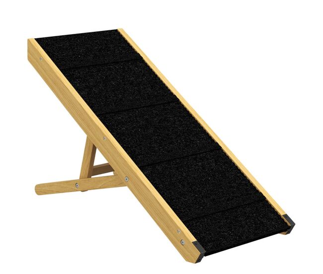 Pawhut rampa para cães dobrável rampa para animais de estimação de madeira com altura ajustável em 4 níveis para cães pequenos e médios 83,5x35x47,5