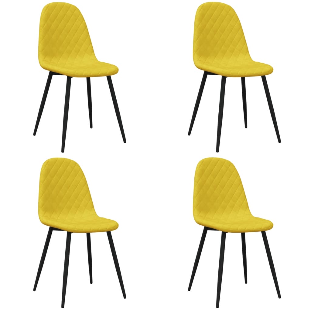 Vidaxl cadeiras de jantar 4 pcs veludo amarelo mostarda