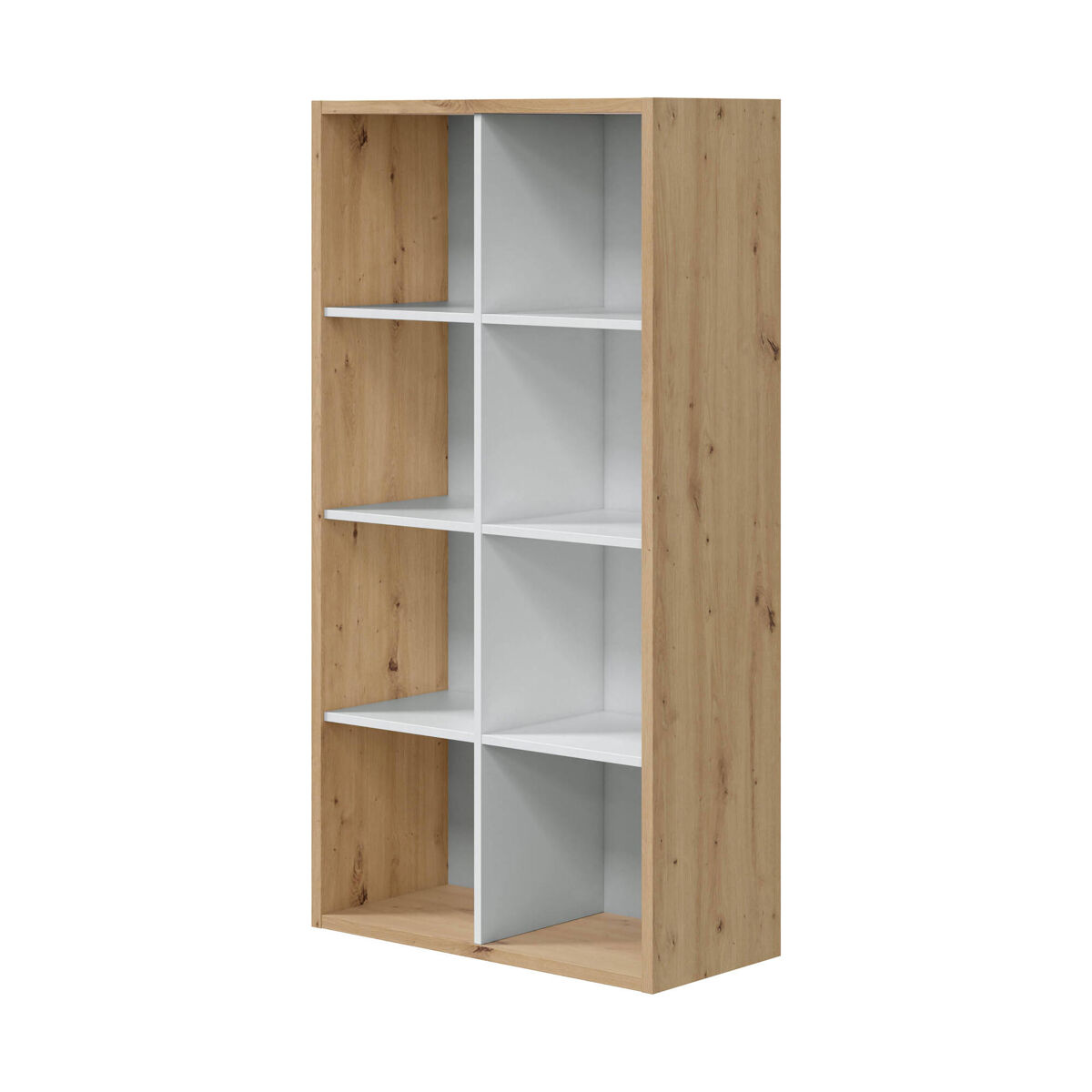 Estante de livros com efeito madeira