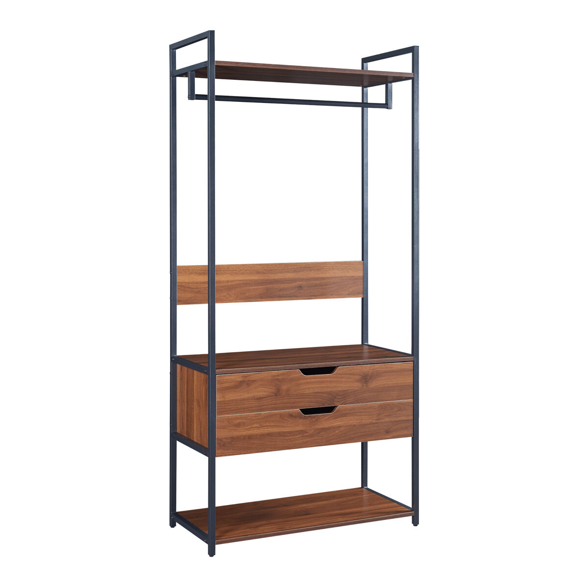 Bengaleiro de burro larem com 2 compartimentos 180x84x40cm - efeito nogueira [en.casa]