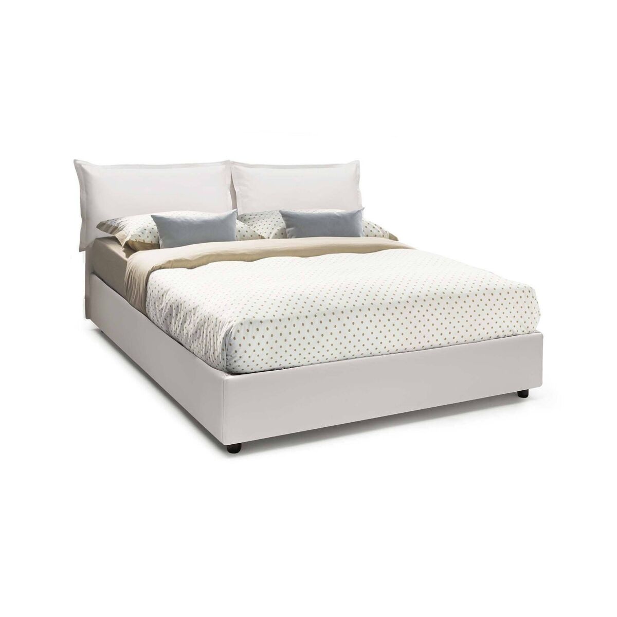 Cama de casal com gavetas em couro sintético