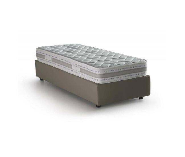 Cama de solteiro com colchão incluso em couro sintético