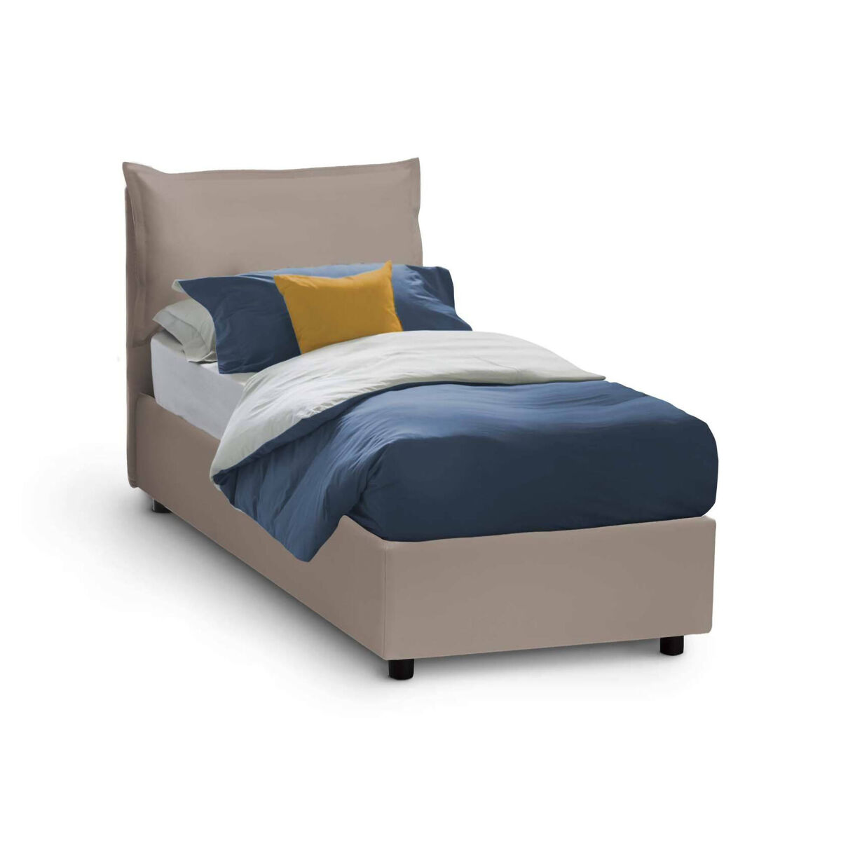 Cama de solteiro de tecido 95x215 Cinza