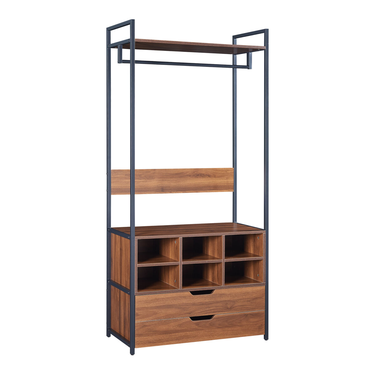 Bengaleiro de burro larem com 5 compartimentos 180x84x40cm - efeito nogueira [en.casa]