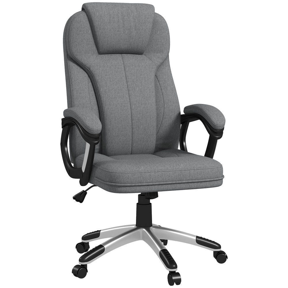 Vinsetto cadeira de escritório giratória cadeira de escritório ergonómica com altura ajustável apoio para os braços e encosto acolchoado de linho sintético 66x75x110-120 cm gris
