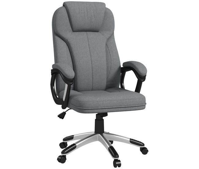 Vinsetto cadeira de escritório giratória cadeira de escritório ergonómica com altura ajustável apoio para os braços e encosto acolchoado de linho sintético 66x75x110-120 cm gris
